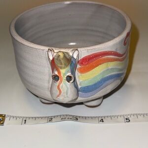 Magical Elwood the Rainbow Unicorn Ceramic Bowl HAND CRAFTED